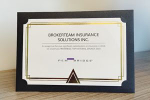 Read more about the article BrokerTeam Insurance is Pembridge’s Top National Broker 2018!